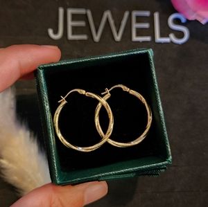 18K Real Saudi Gold Loop/ Hoop Earring